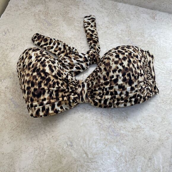 CARMEN MARC VALVO ZANZITAR SHIRRED BANDEAU IN LEOPARD PRINT - Picture 3 of 8